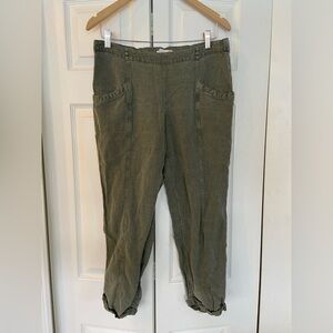 C&C California womens Khaki linen cropped pants